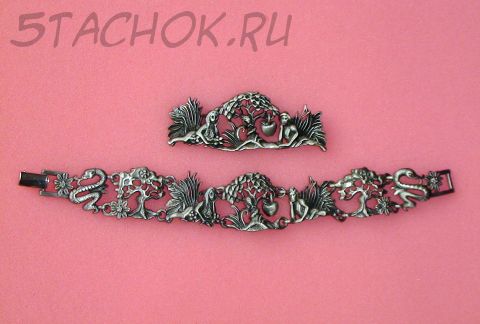 Набор Браслет и Брошь "Адам и Ева" под олово