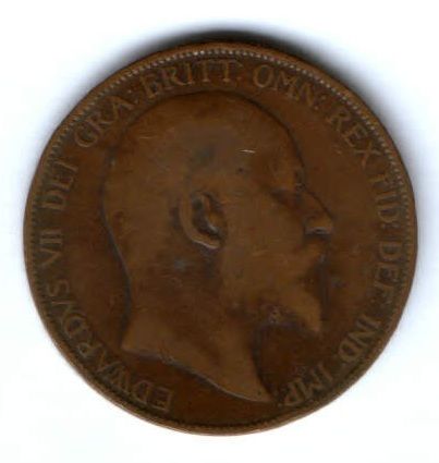 1 пенни 1907 г. Великобритания