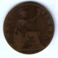 1/2 пенни 1907 г. Великобритания