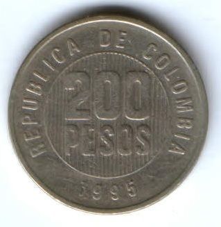200 песо 1995 г. Колумбия