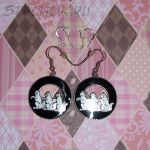 Серьги "Три белых котика" под серебро, ювелирная эмаль