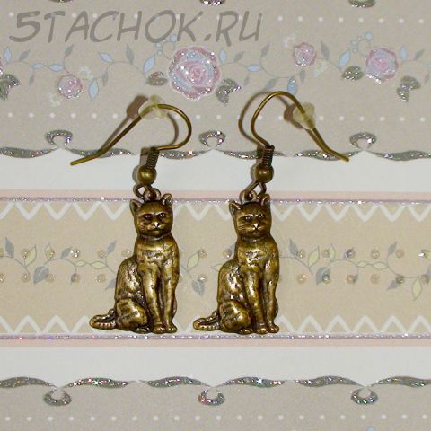 Серьги "Кот" под бронзу