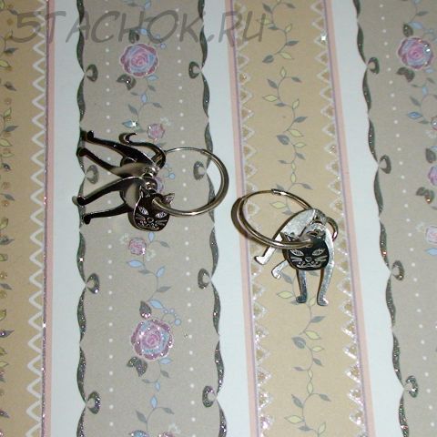 Серьги-колечки "Милый котик" под серебро