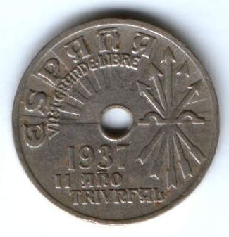 25 сентимо 1937 г. Испания