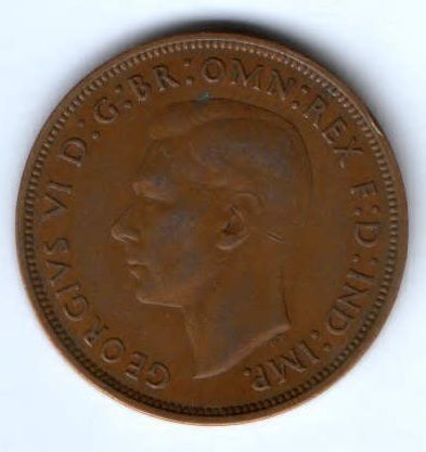 1 пенни 1938 г. Великобритания