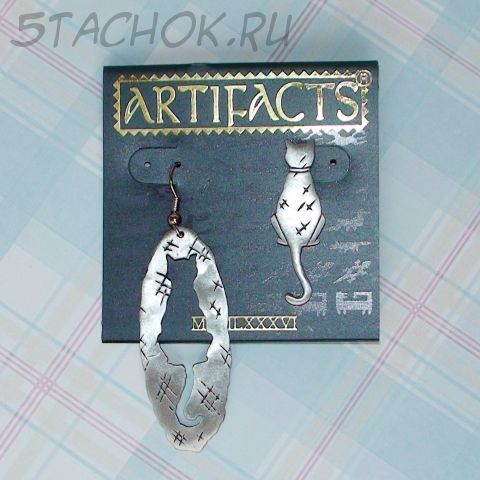 Серьги гвоздик и висюлька "Кошечка" (JJ США)