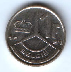 1 франк 1991 г. Бельгия