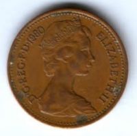1 пенни 1980 г. Великобритания