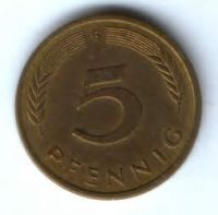 5 пфеннигов 1991 г. Германия