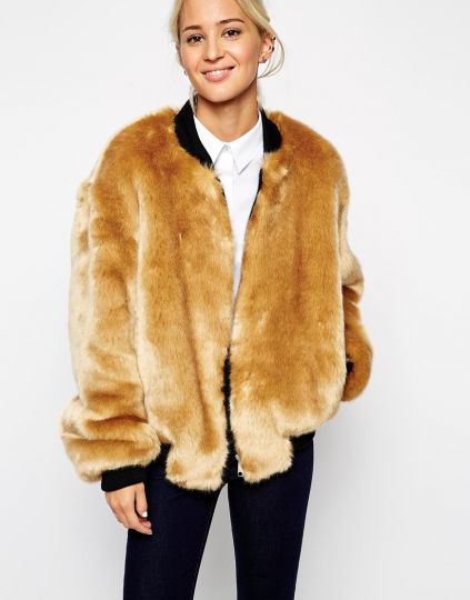 Куртка-пилот из искусственного меха ASOS WHITE
