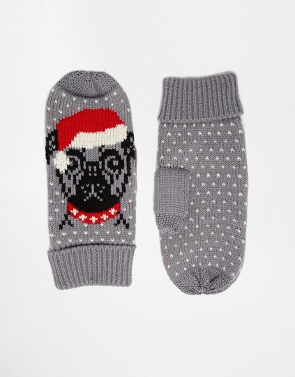 Варежки с мопсом ASOS Touch Screen