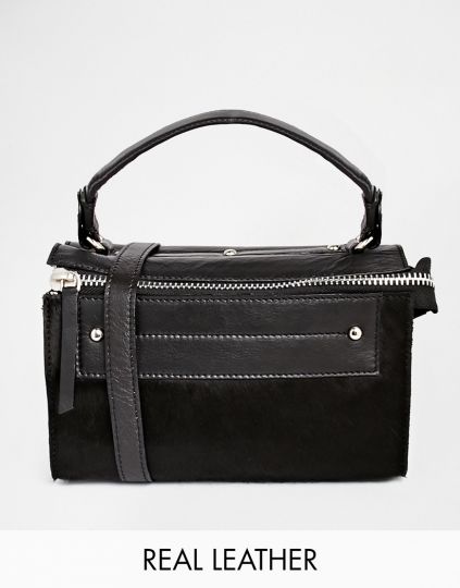Сумка через плечо ASOS Leather & Pony Boxy