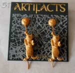 Серьги-гвоздики "Котята на клубочках" под золото