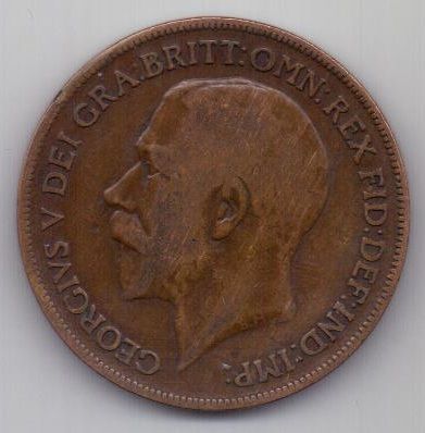 1 пенни 1920 г. Великобритания