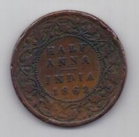 1/2 анны 1862 г. Индия (Великобритания)