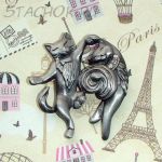 Брошь "Кот и Кошечка на балу" под олово, стразы