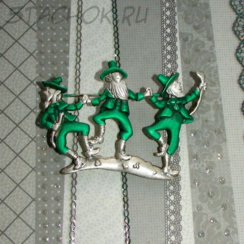 Брошь "Ирландские танцы" под серебро, эмаль