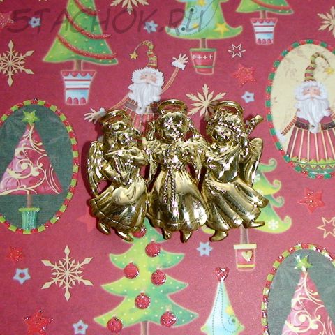 Брошь "Ангелочки-веселые музыканты" под золото