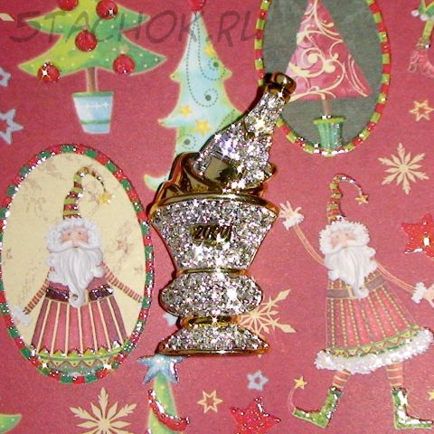 Брошь "Коллекционное шампанское" под золото, стразы