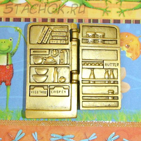 Брошь "Холодильник" под античное золото