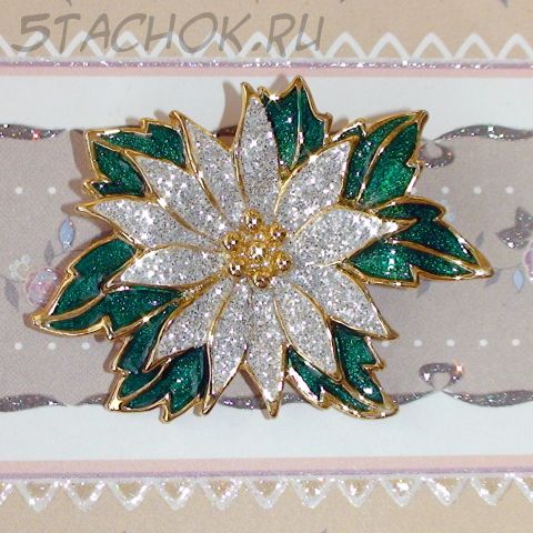 Брошь "Цветущая кувшинка" под золото/эмаль/блестки