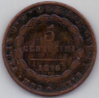 5 сантимов 1826 г. Италия