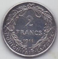 2 франка 1911 г. Бельгия
