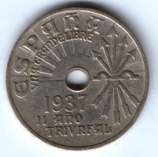 25 сентимо 1937 г. Испания