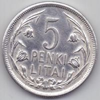 5 лит 1925 г. UNC Литва