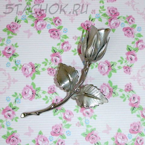 Брошь "Роза" под серебро