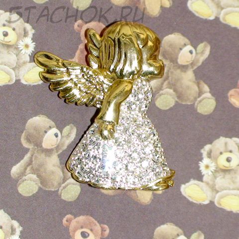 Брошь "Девочка-ангел" под золото, сваровски
