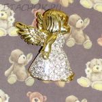 Брошь "Девочка-ангел" под золото, сваровски