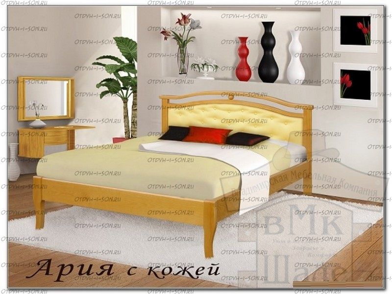 Кровать Ария с кожей (ВМК Шале)