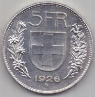 5 франков 1926 г. Швейцария