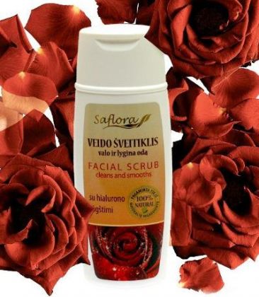 Скраб для лица с лепестками роз и гиалуроновой кислотой (Saflora) 100 мл
