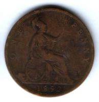 1 пенни 1892 г. Великобритания