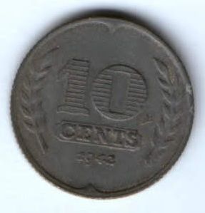 10 центов 1942 г. Нидерланды