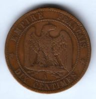 10 сантимов 1861 г. А Франция XF10 сантимов 1861 г. А Франция VF+ редкий год