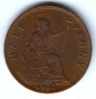 1/2 пенни 1932 г. Великобритания