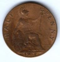 1/2 пенни 1916 г. Великобритания