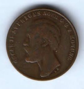 1 эре 1873 г. редкий год LA Швеция