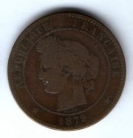 10 сантимов 1872 г. Франция