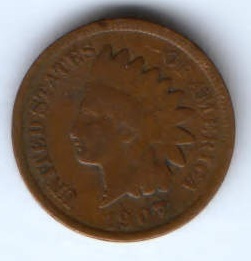 1 цент 1907 г. США