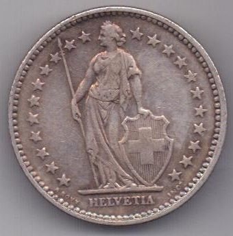 2 франка 1916 г. Швейцария