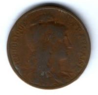 5 сантимов 1914 г. редкий год Франция