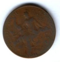 5 сантимов 1914 г. редкий год Франция