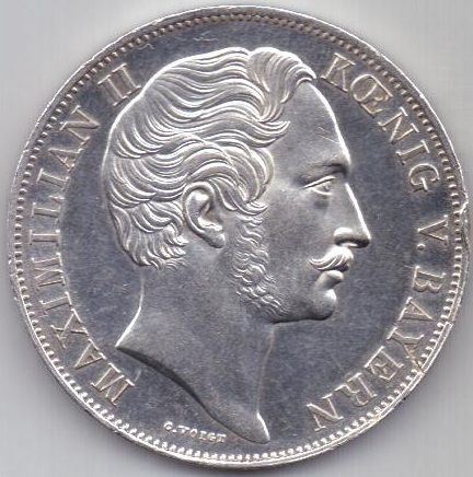 2 гульдена 1855 г. Бавария (Германия)