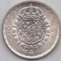2 кроны 1948 г. редкий год. Швеция