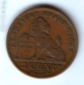 2 сантима 1905 г. Бельгия