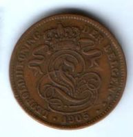 2 сантима 1905 г. Бельгия